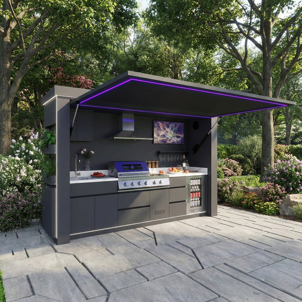 Luxury Outdoor Living Stainless Steel Outdoor BBQ Kitchen Pod Fireproof