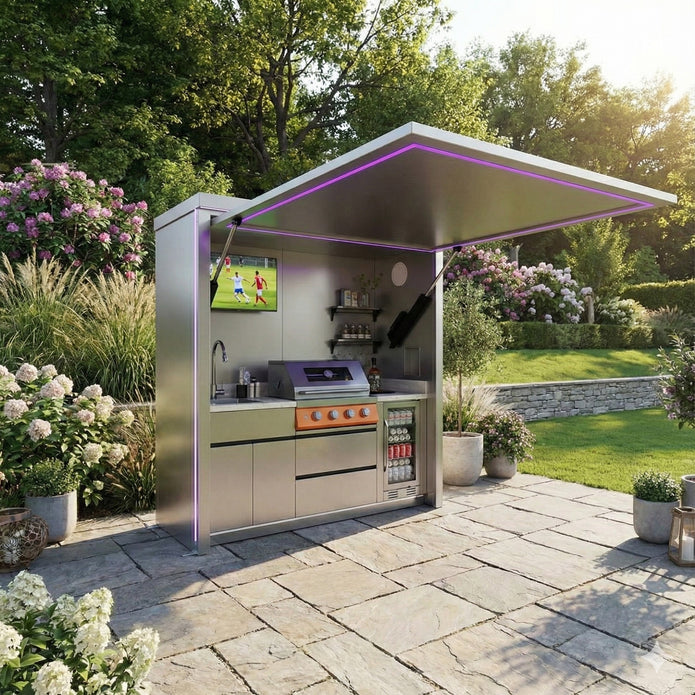 European Style Classic 304 Stainless Steel Outdoor Kitchen Shed Set Anti Insect