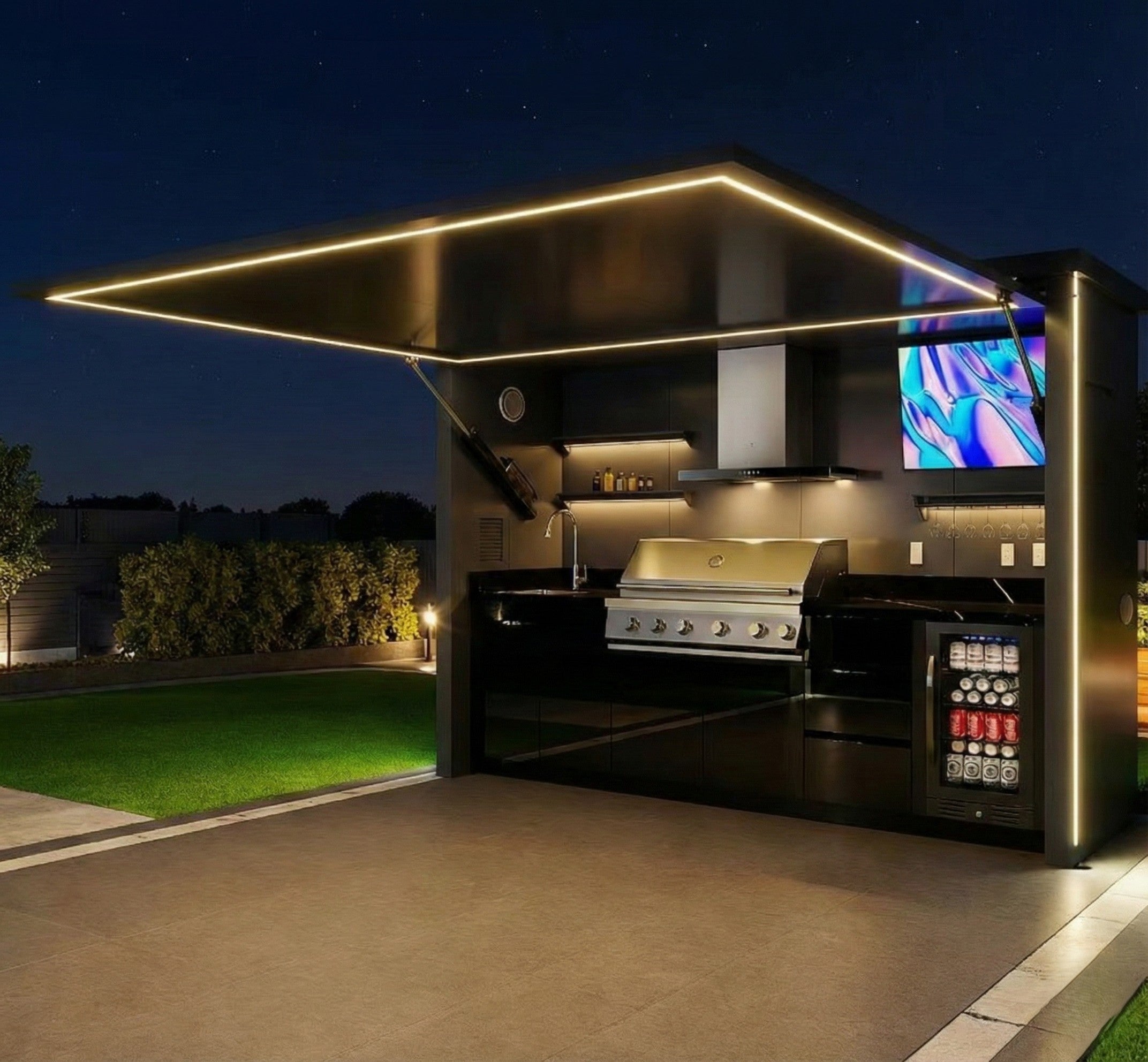 American Style Durable SS304 Stainless Steel Outdoor Kitchen With Shed Rustproof