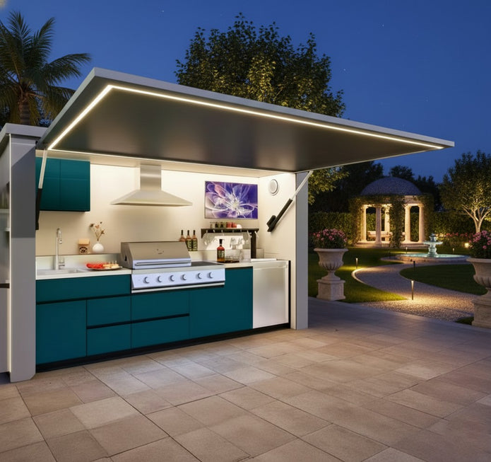 Cool to the Touch SS304 Stainless Steel Outdoor Kitchen With Electric Door Shed
