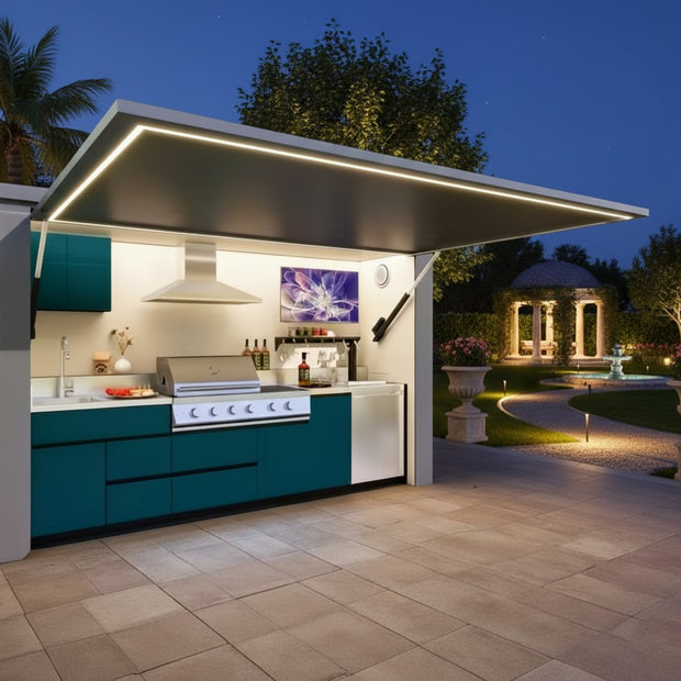 Cool to the Touch SS304 Stainless Steel Outdoor Kitchen With Electric Door Shed