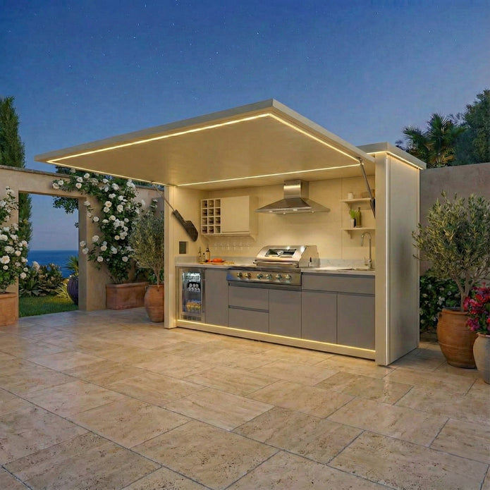Villa Grade Luxury SS304 Stainless Steel Outdoor Kitchen Shed Set