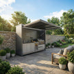 Includes Wine Cooler 304 Stainless Steel Outdoor Kitchen With Closable Shed
