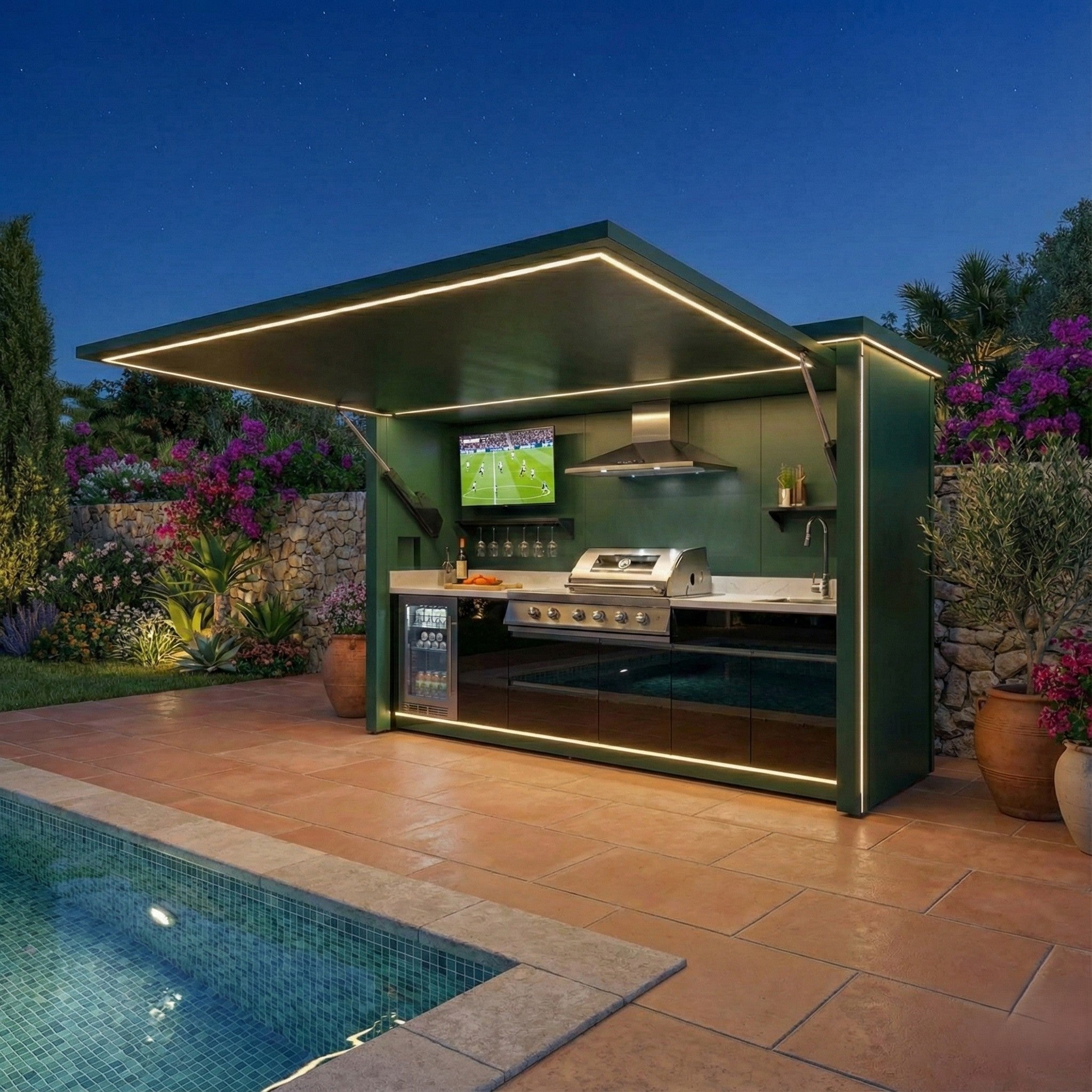 Complete with Fridge Stainless Steel Outdoor Kitchen With Shelter