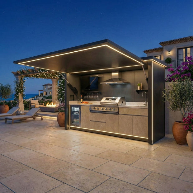 Perfect for Garden Parties This Stainless Steel Outdoor Kitchen Shed Set Features Moisture Proof