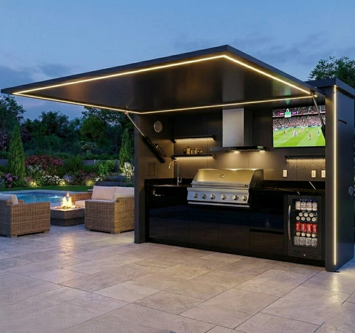 All Accessories Provided 304 Stainless Steel Outdoor Kitchen With Closable Shed