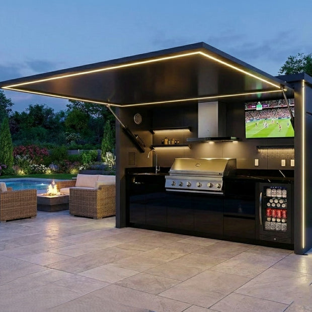 All Accessories Provided 304 Stainless Steel Outdoor Kitchen With Closable Shed