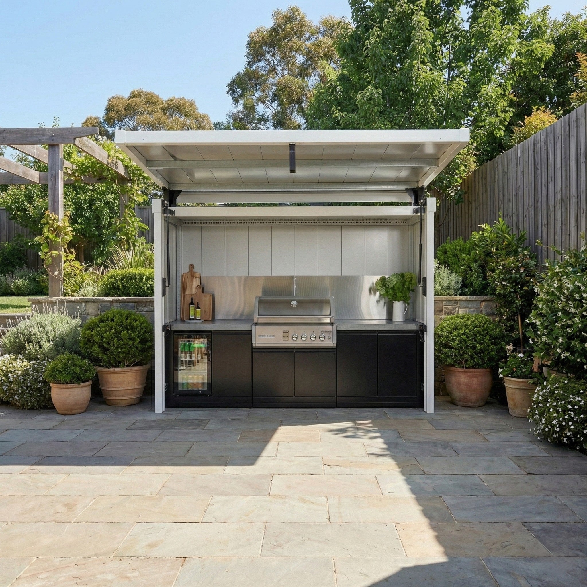 Custom Configuration Possible SS304 Stainless Steel Outdoor Kitchen With Electric Door Shed