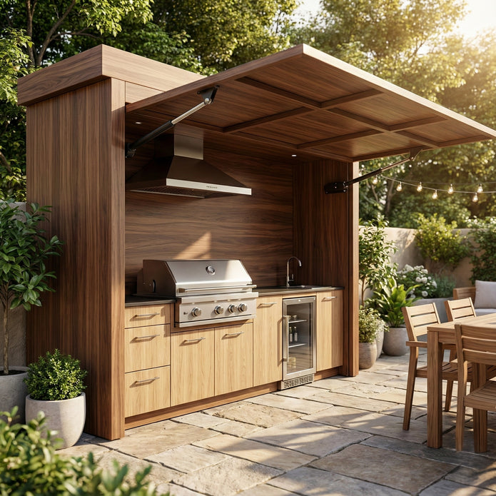 Large American Fridge SS304 Stainless Steel Outdoor Kitchen Shed Set