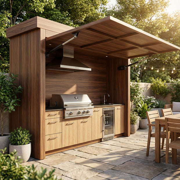 Large American Fridge SS304 Stainless Steel Outdoor Kitchen Shed Set