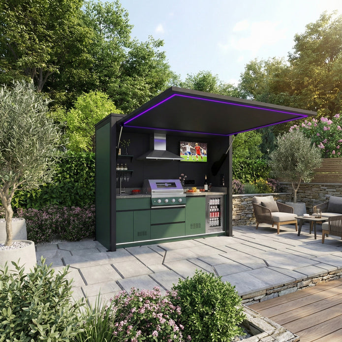 Commercial Grade Durability 304 Stainless Steel Outdoor Kitchen With Closable Shed