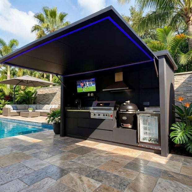 European Design 304 Stainless Steel Outdoor Kitchen With Shelter Antibacterial Surfaces