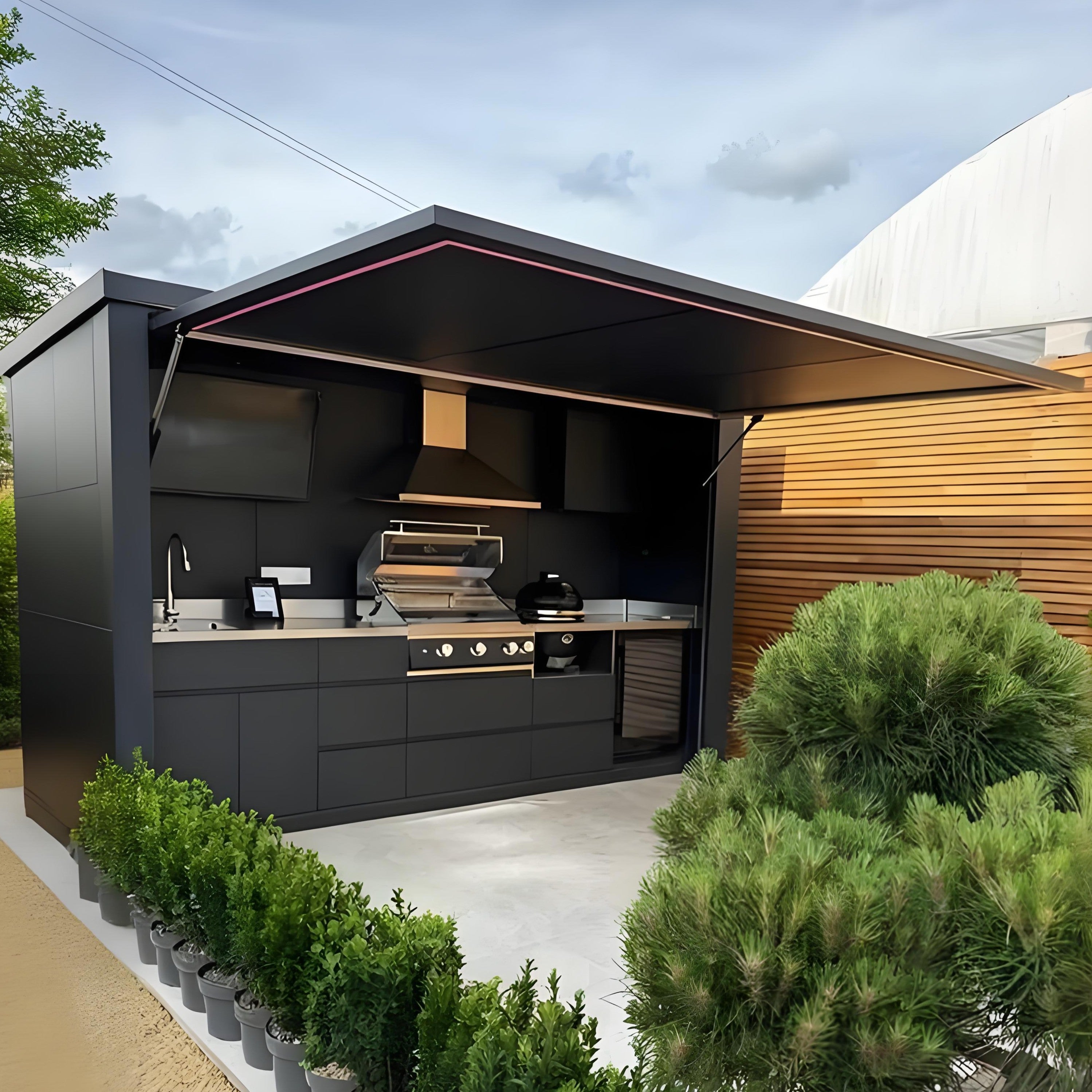 Long Term Investment 304 Stainless Steel Outdoor Kitchen With Closable Shed