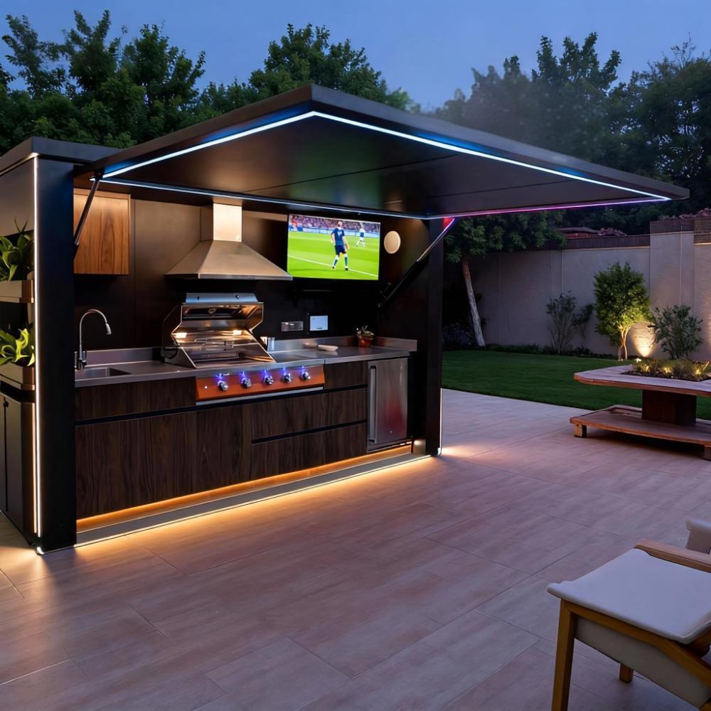 Professional Chef Choice SS304 Stainless Steel Outdoor Kitchen With Electric Door Shed