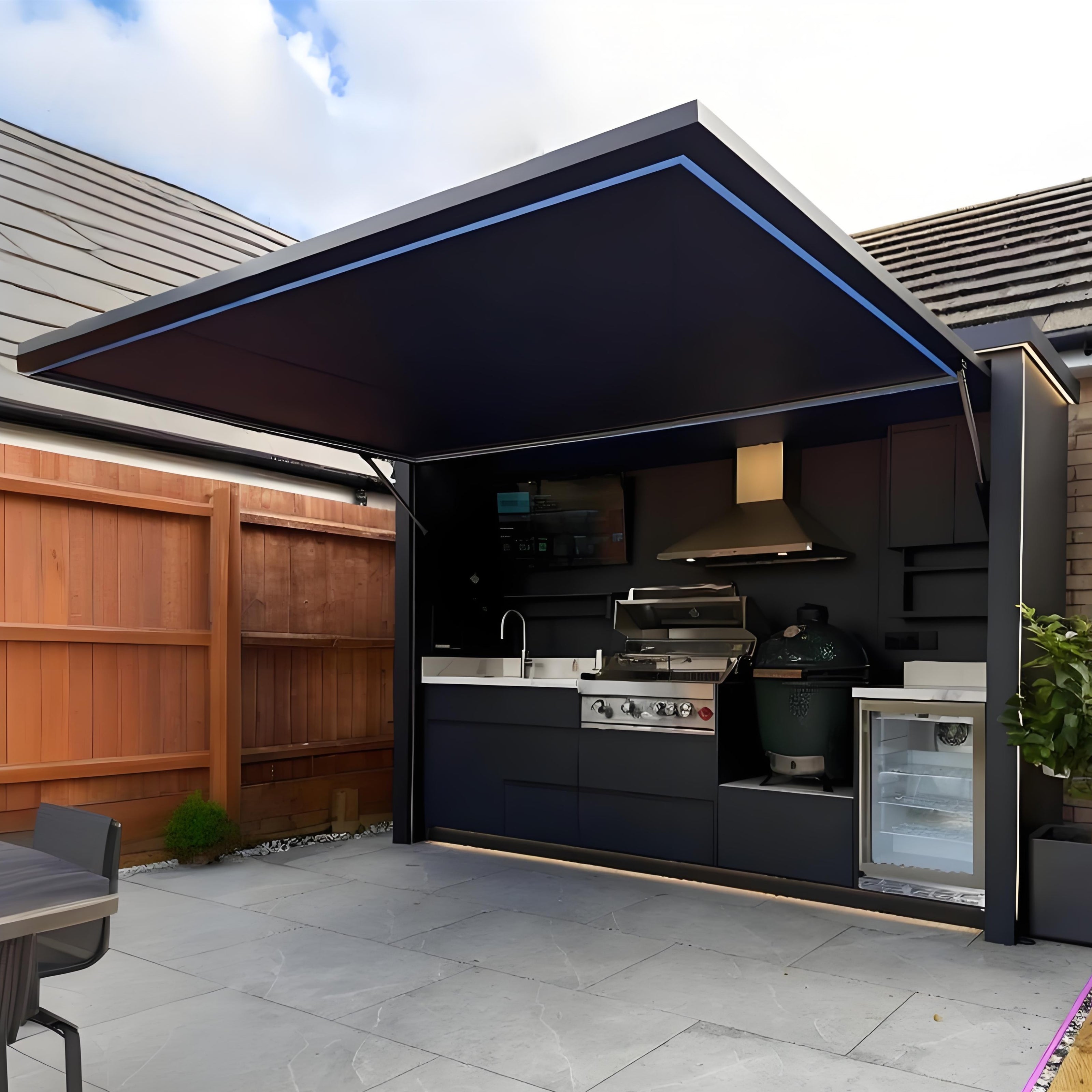 Family Gathering Essential Stainless Steel Outdoor Kitchen With Shelter